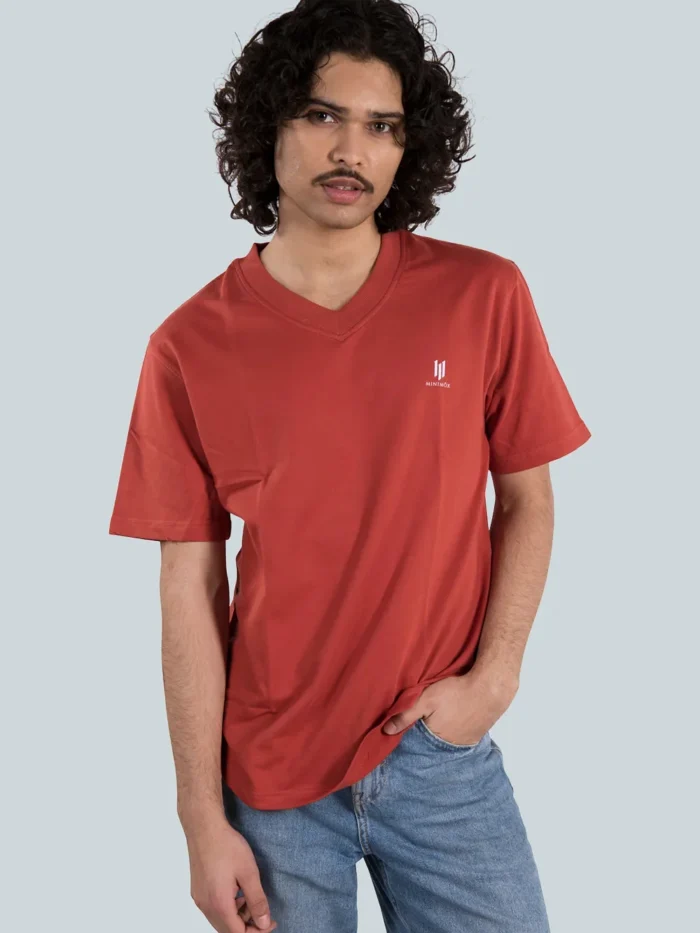 Solid V-N BRICK-RED Tee